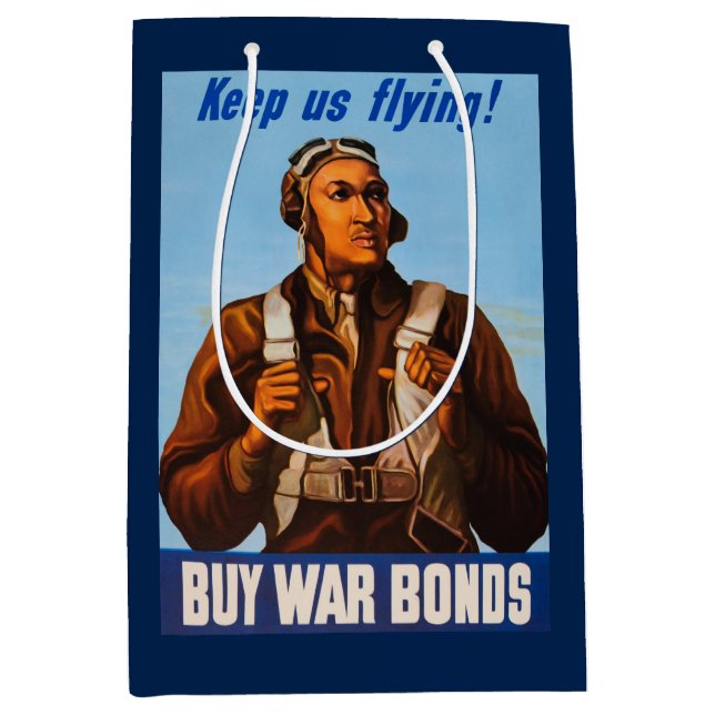 Sacola Para Presentes Média Pilotos de Caça Aviadores Afro-Americanos da Segun (Frente)