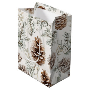 Sacola Para Presentes Média Pine de Natal Cones