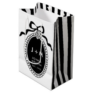 Sacola Para Presentes Média Pingente de Aniversário Coquette Laço Preto