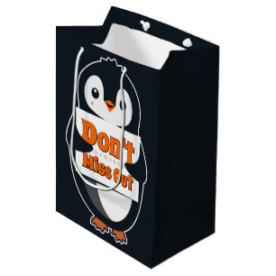 Sacola Para Presentes Média Pinguim com Sinal de Não Perca