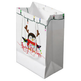 Sacola Para Presentes Média Pinguim de Natal