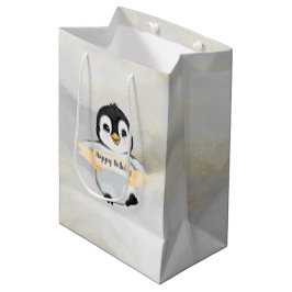Sacola Para Presentes Média Pinguim Feliz Aniversário