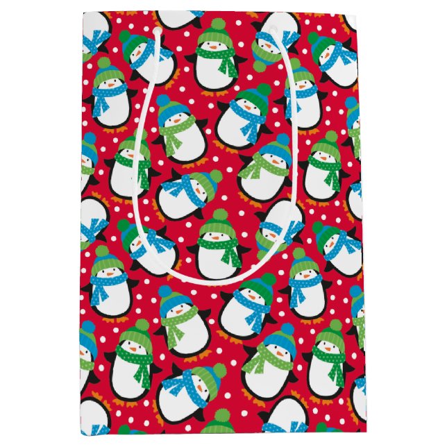 Sacola Para Presentes Média Pinguins (Frente)