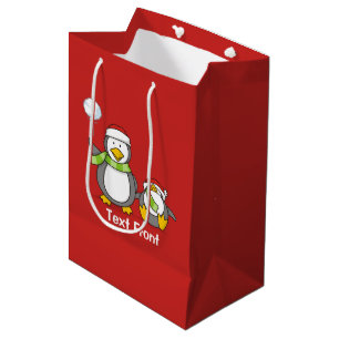 Sacola Para Presentes Média Pinguins de neve de Natal