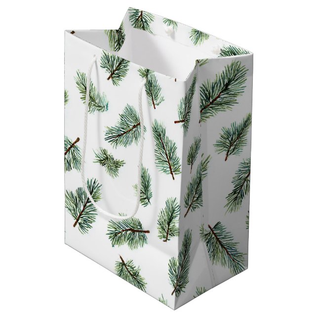 Sacola Para Presentes Média Pinheiro de Natal Verde (Frente inclinada)