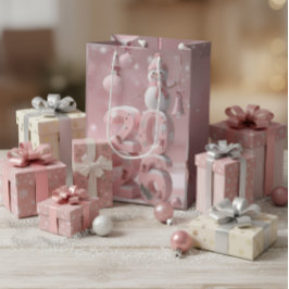Sacola Para Presentes Média Pink 2026 Christmas & New Year Gift Bag