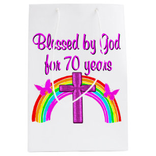 Sacola Para Presentes Média PINK 70 DE ANIVERSÁRIO bonito CRUZADO E CAIXAS DE