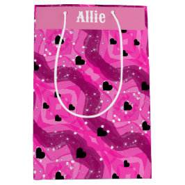 Sacola Para Presentes Média Pink art pop culture black heart