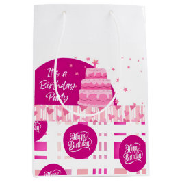 Sacola Para Presentes Média Pink Birthday Party