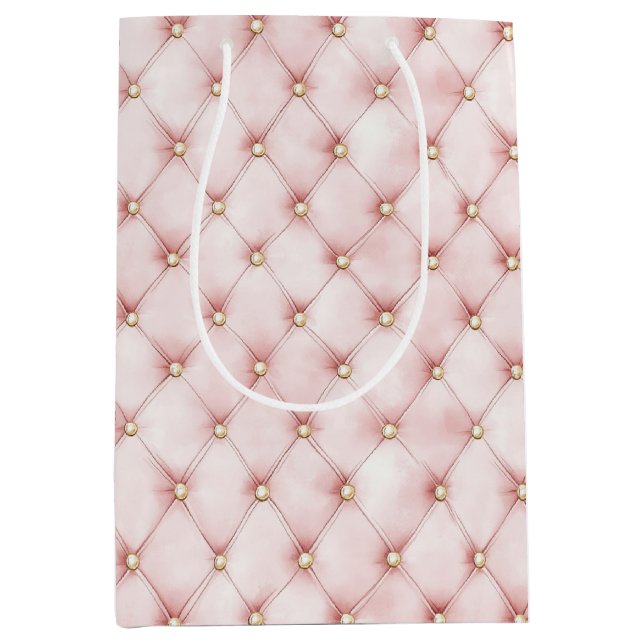 Sacola Para Presentes Média Pink Blush Dourado Tufts Aniversário (Frente)