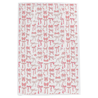 Sacola Para Presentes Média Pink Coquette Bows Wrapping Paper