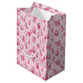 Sacola Para Presentes Média Pink Cupcakes Birthday GIft Bag