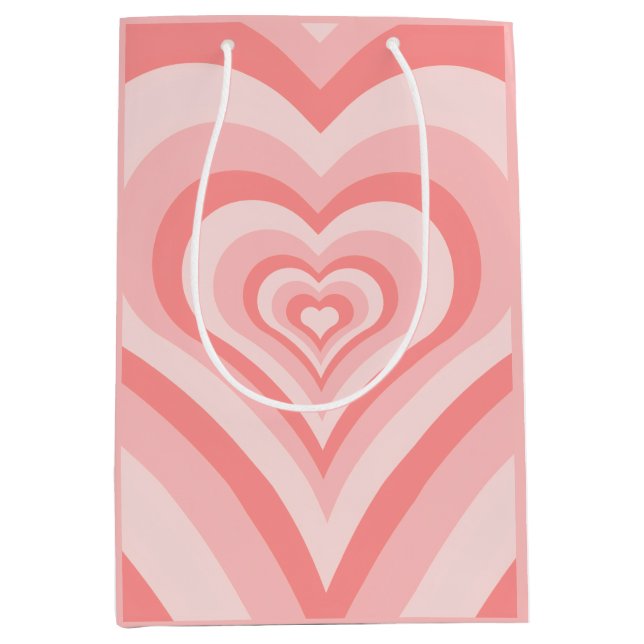 Sacola Para Presentes Média Pink Heart Gradient Pattern – Cute Girly Love (Frente)