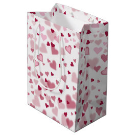 Sacola Para Presentes Média  Pink Lovely Hearts Pattern 
