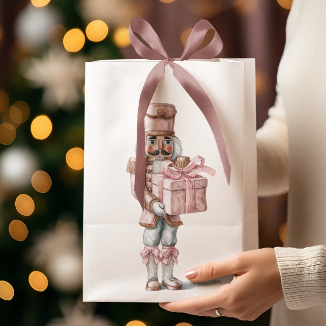 Sacola Para Presentes Média Pink Nutcracker Christmas Gift Bag (Criador carregado)