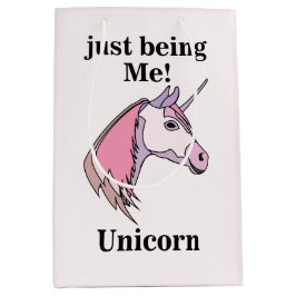 Sacola Para Presentes Média Pink Purple Unicorn Head