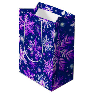 Sacola Para Presentes Média Pink Snow Flakes Medium Gift Bag