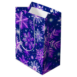 Sacola Para Presentes Média Pink Snow Flakes Medium Gift Bag