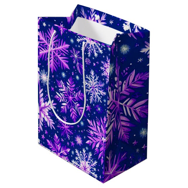 Sacola Para Presentes Média Pink Snow Flakes Medium Gift Bag (Verso inclinado)
