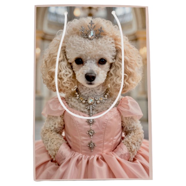 Sacola Para Presentes Média Pinky Poodle  (Frente)