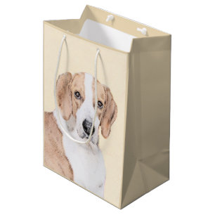 Sacola Para Presentes Média Pintura Americana de Foxhound - Arte Cachorra Orig