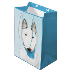 Sacola Para Presentes Média Pintura Bull Terrier - Arte Cachorro Original Boni