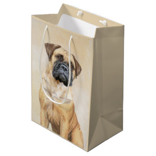 Sacola Para Presentes Média Pintura Bullmastiff - Arte Cachorra Original