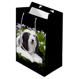Sacola Para Presentes Média Pintura Collie com Manteiga - Arte Cachorra Origin