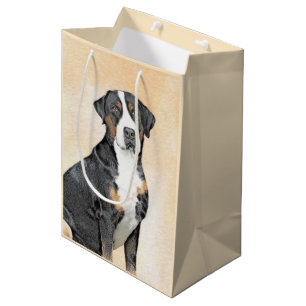 Sacola Para Presentes Média Pintura de Cachorro da Grande Montanha Suíça - A