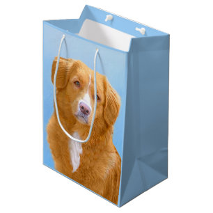 Sacola Para Presentes Média Pintura de Cachorro de Retriever com Tolerância a