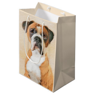 Sacola Para Presentes Média Pintura De Cachorro Descortada Arte Animal Origina