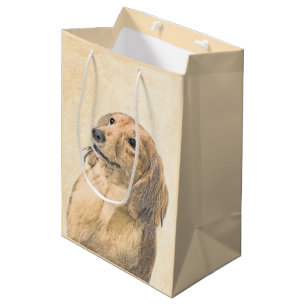 Sacola Para Presentes Média Pintura de Dachshund (Longhaired) - Arte de Cão O
