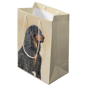 Sacola Para Presentes Média Pintura de Gordon Setter - Arte de Cachorro Origin