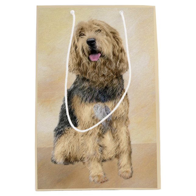 Sacola Para Presentes Média Pintura de Otterhound - Arte de Cachorro Original  (Frente)