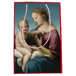 SACOLA PARA PRESENTES MÉDIA PINTURA DE RENAISSÂNCIA DE MADONNA E CRIANÇA