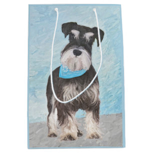 Sacola Para Presentes Média Pintura de Schnauzer (Miniatura) - Cachorro Origin