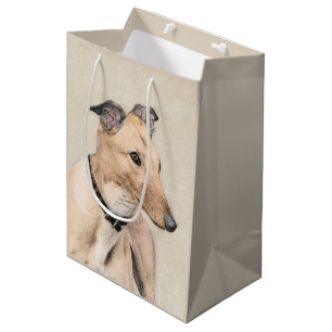 Sacola Para Presentes Média Pintura do galgo - arte original bonito do cão