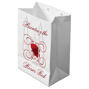 Sacola Para Presentes Média Pintura dos Rosas vermelho 4