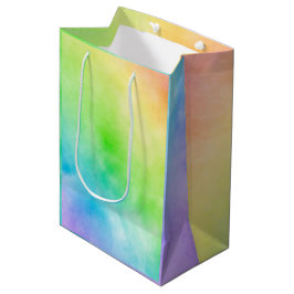 Sacola Para Presentes Média Pintura em aquarela de arco-íris com tot personali