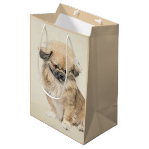 Sacola Para Presentes Média Pintura em Pekingese - Arte de Cachorro Original