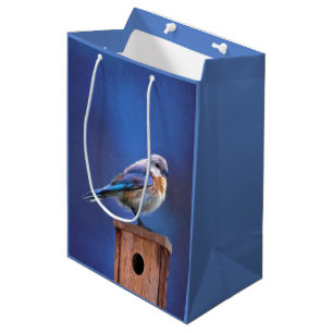 Sacola Para Presentes Média Pintura (fêmea) do Bluebird - arte original do