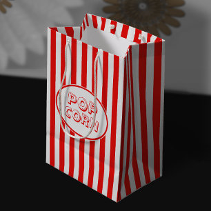 Sacola Para Presentes Média Pipoca temático do filme vermelho e branco