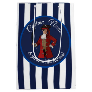Sacola Para Presentes Média Pirata Náutica Blue Boy