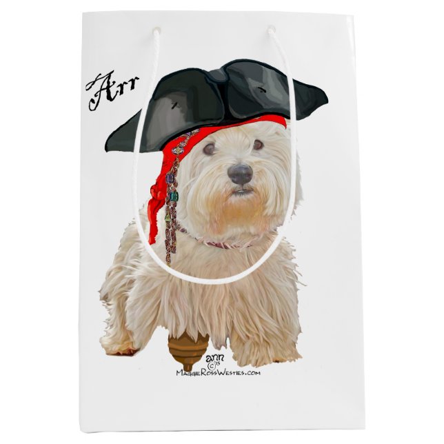 Sacola Para Presentes Média Pirata Westie (Frente)