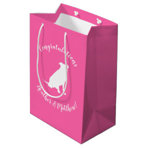 Sacola Para Presentes Média Pit Bull Dog Chá de fraldas Pink Girl Pitbull