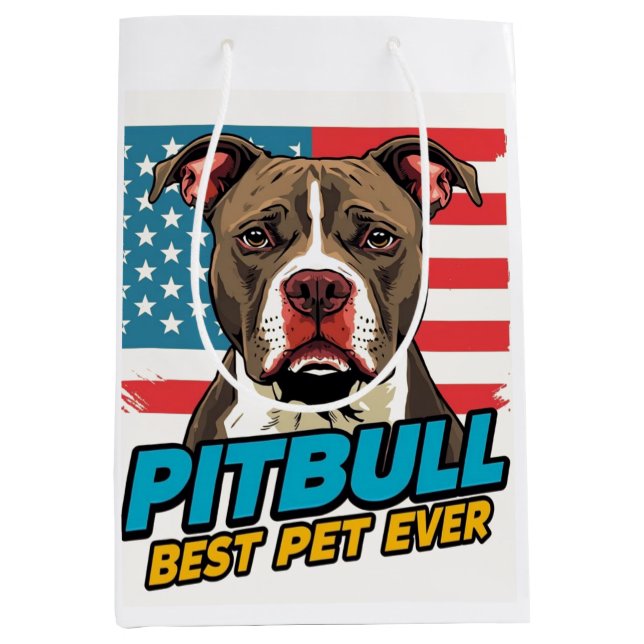 Sacola Para Presentes Média Pitt Bulls Are The Best Pet Ever (Frente)
