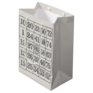Sacola Para Presentes Média Placa de Bingo Desbotada
