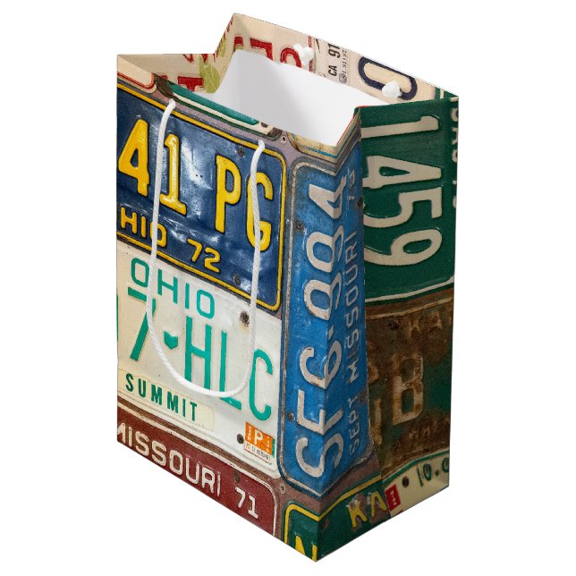 Sacola Para Presentes Média placas de matrícula enferrujadas (Frente inclinada)