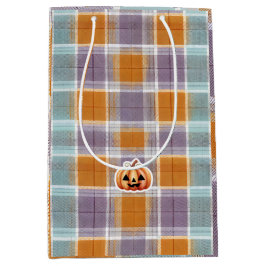 Sacola Para Presentes Média Playful Halloween Plaid