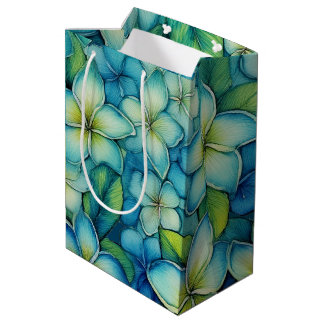 Sacola Para Presentes Média Plumeria Azul